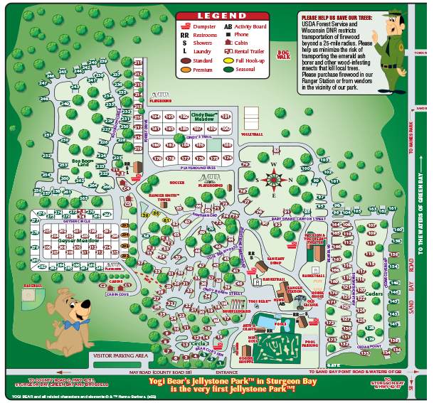 Door County Koa Map 2022 Campground Map For Door County Jellystone Park In Sturgeon Bay Wi |  Yogi Bear's Jellystone Park At Door County In Sturgeon Bay Wi